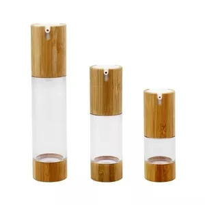 

Cosmetics Packaging 15 30 50ml Bamboo Pump Airless Bottle,Refillable 30ml Mini Airless Pump Bottle Serum Travel Trial Sample