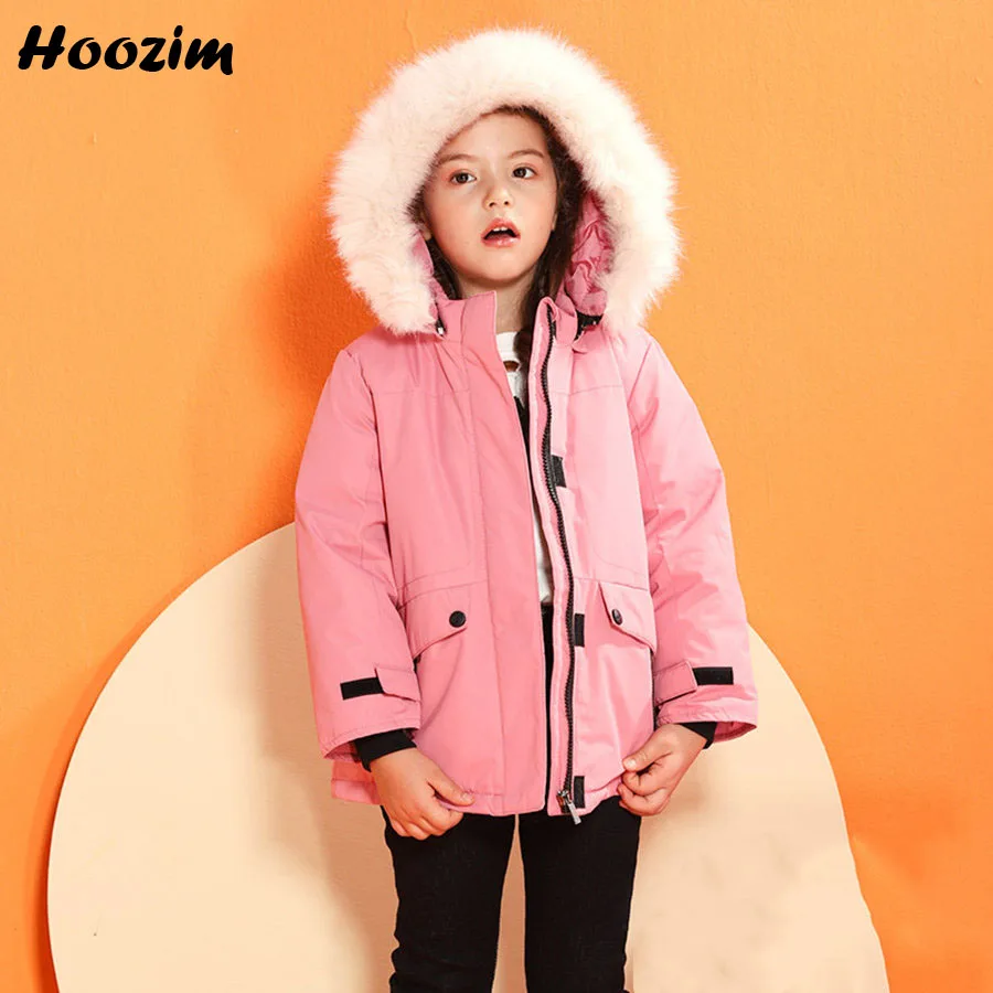 

2019 White Duck Down Jacket For Girls 3-9 Years Fashion Velvet Outerwear Children Winter Detachable Faux Fur Cap Coat For Girls