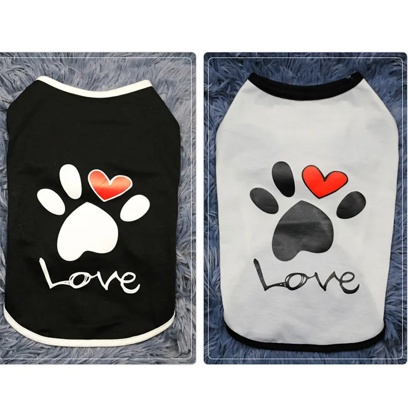 Chaleco con diseño de amor para perro, camiseta suave con estampado de pata de perro, accesorios para cachorro, ropa para mascotas