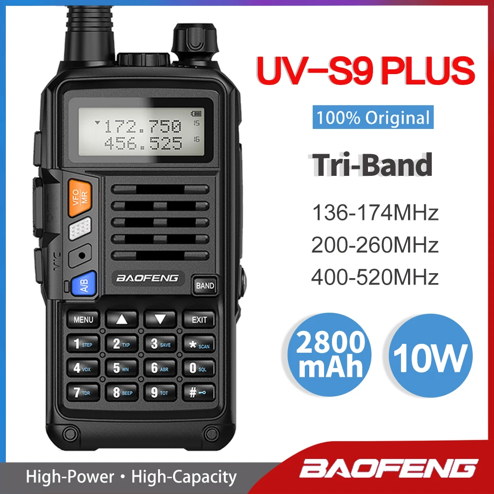 wireless walkie talkie Baofeng UVS9 PLUS Tri-Band Two Way Radio 200-260MHz 10W Powerful Portable Ham Radio Usb Charger Transceiver Upgrade UV 5R Radio rechargeable walkie talkies