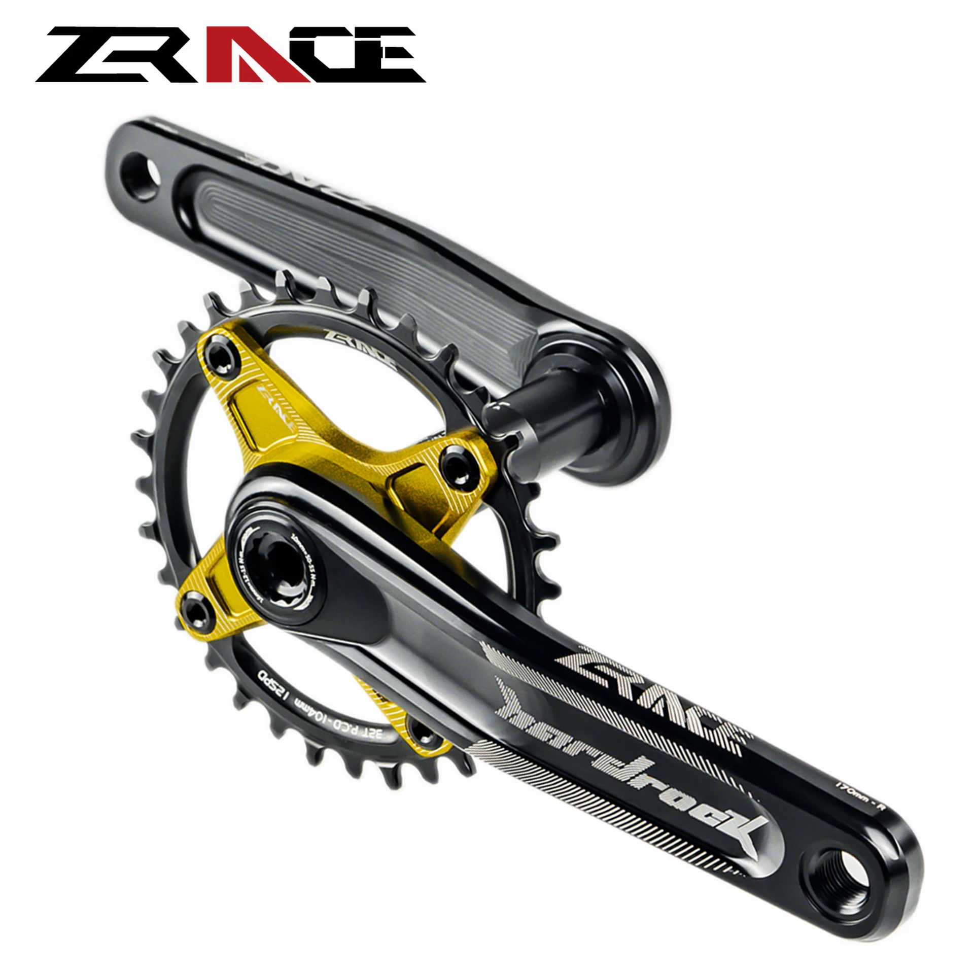 Zracing HARDROCK 1x10 11 12 speed Crankset Vickers-твердость 21! Для MTB 170 мм/175 мм, 32 T/34 T/36 T, набор Шатунов SRAM EAGLE - Цвет: 170mm 32T Glod