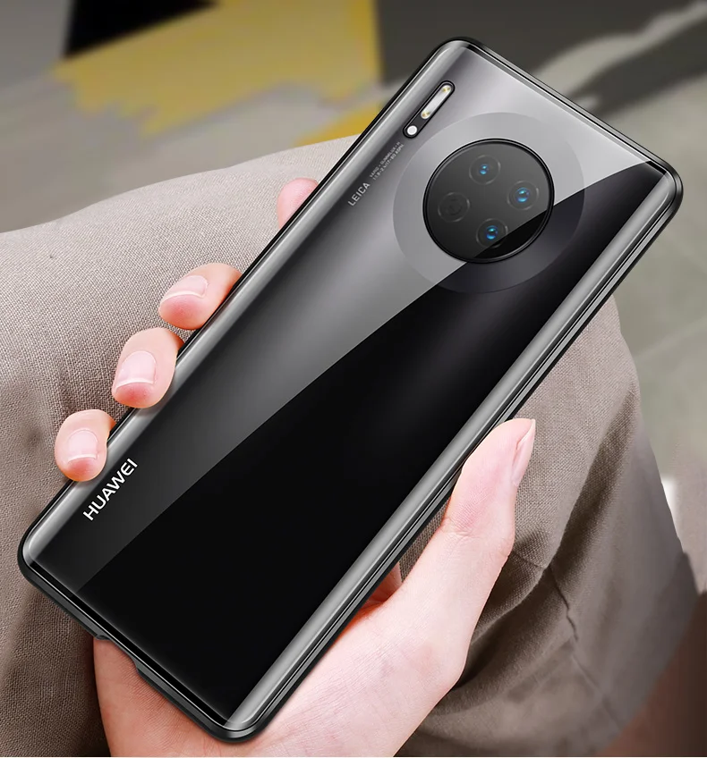 Двухсторонняя кожа для huawei mate 30 Чехол стекло Магнитная Адсорбция Casew для huawei mate 30 металлический бампер для huawei mate 30