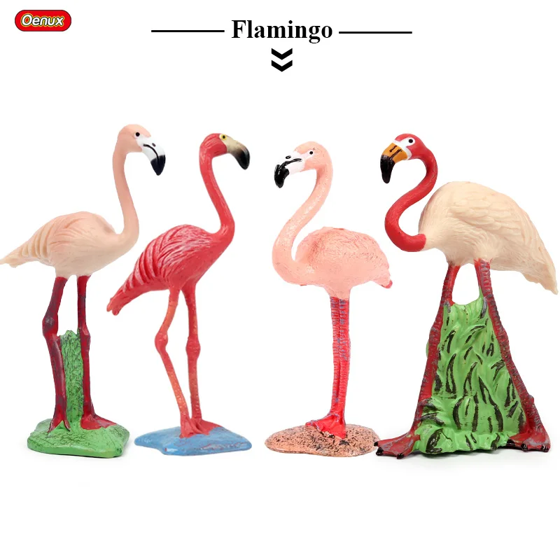 2pcs Simulation Flamingo Jungle Animals Model Figure Figurine Kid Figure Toy 