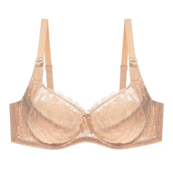 

Women Large Cup Unlined Bra Lace Floral Bras Sexy Lingerie Underwired Bralette Side Gathered Intimates Bras Feme