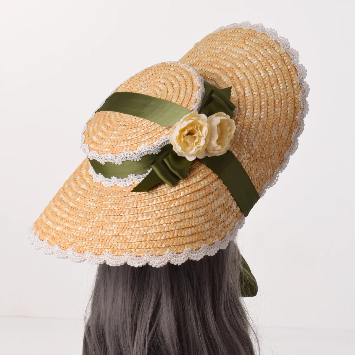 Japanese Lolita Straw Hat Sun Hats Women Girls Sweet Handmade Lace Ribbon  Bowknot Elegant Tea Party Beach Flat Cap Headwear|Costume Accessories| -  AliExpress