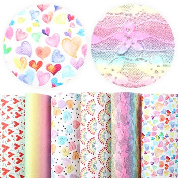 

New Multi-pattern 6Pieces/set 20*34cm Valentines' Day Faux Synthetic Leather Patchwork Hair Bow Handbag Phone Case DIY,1Yc9880