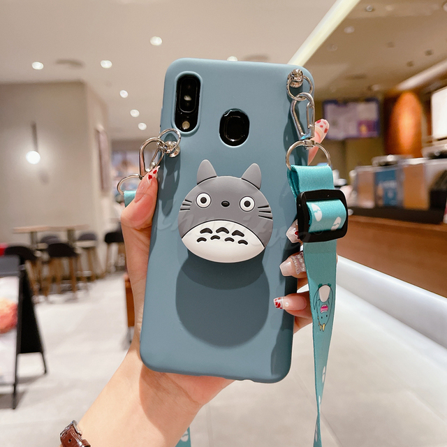 Holder Stand Cover For Samsung Galaxy J7 2015 J5 J3 Pro A5 2017 2016 S7 S6 Edge Case Cartoon Necklace Lanyard Strap Fundas