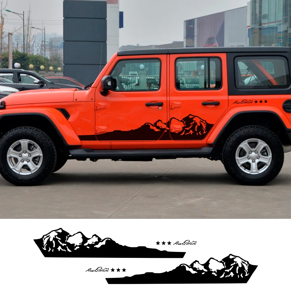 2PCS Mountain Off Road Auto Body Decor Stickers Car Door Side Graphic