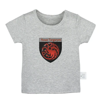 

Game of Thrones House Targaryen Fire and Blood Design Newborn Baby T-shirts Toddler Graphic Solid color Short sleeve Tee Tops