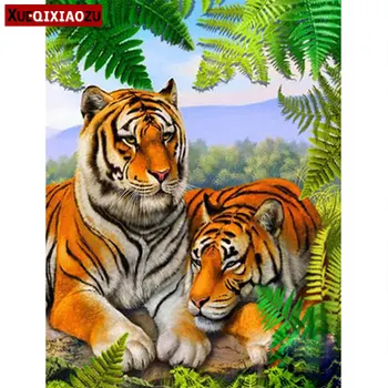 

5D DIY Full Circle Diamond Painting Tiger Cross Stitch Embroidery Mosaic Animal Picture Rhinestone Many Home Decoration 2020 New