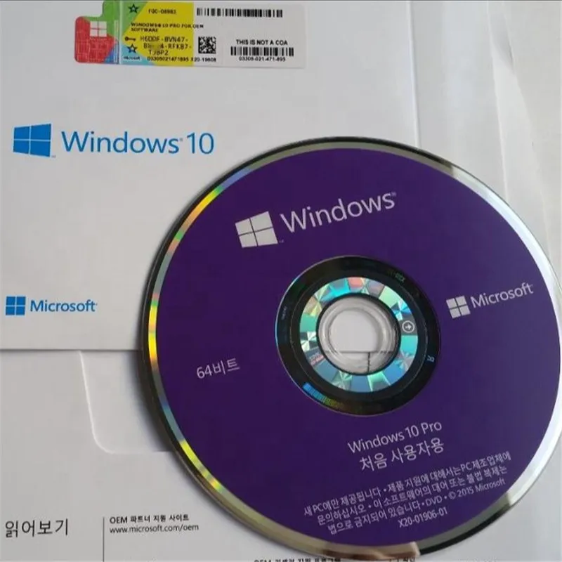 

Microsoft Windows 10 Pro Professional 64 Bit DVD+ COA License Key Korean Language package