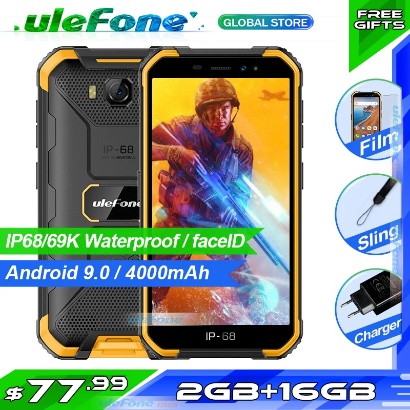 Ulefone Armor X6 IP68 Waterproof 16GB 2GB WCDMA/GSM Adaptive Fast Charge Quad Core Face Recognition