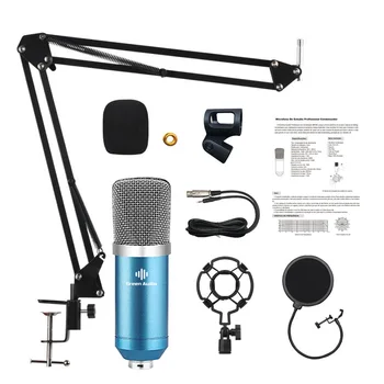 

Studio Recording Condenser Microphone Kit with Shock Mount+Arm Stand+Windscreen+Cable for Network Broadcasting Online Singing