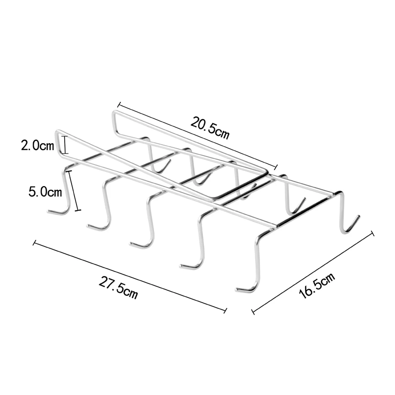 Держатель для кружек, подстаканник под полку, шкаф для кофе, кухонный стеллаж для хранения, шкаф, серебро, 10 крючков, 304, нержавеющая сталь