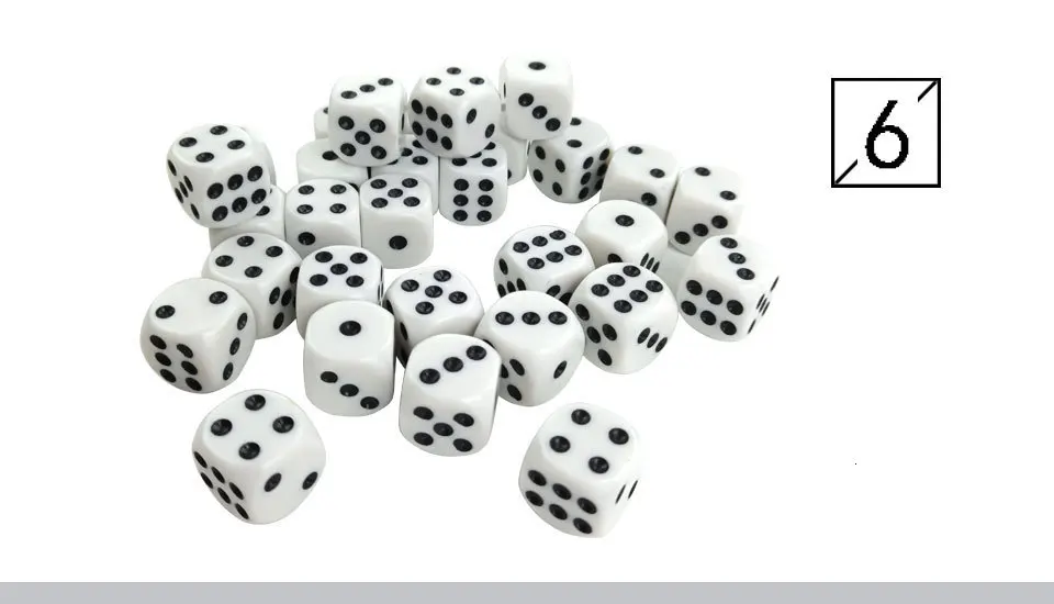 Yernea High-quality 30PcsLot 16mm Dice Set White Black Point Drinking Dice Acrylic White Round Corner D6 Points Dice Club Party (7)