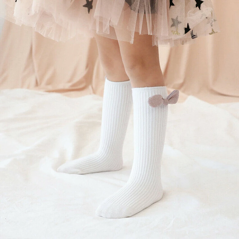 Kids Bow Long Socks Knee High Solid Newborn Baby Girl Boy Infant Toddler Socks Autumn Winter Warm Children Cute Lovely Gifts New