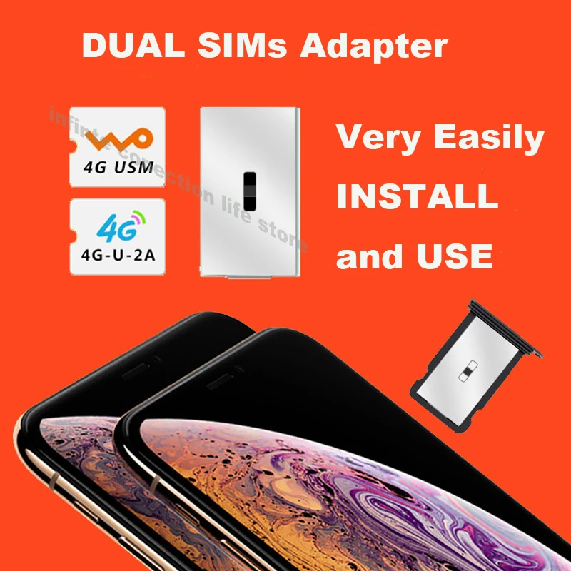 Адаптер переходник с двумя Sim картами на две карты для iPhone Simhub 4 я версия Iphone смена