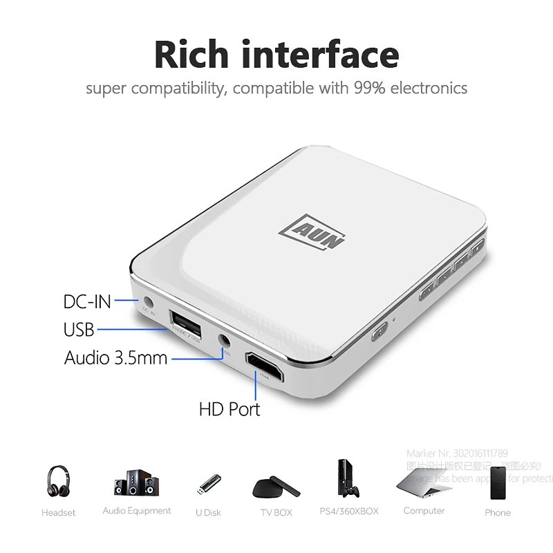  AUN MINI Projector X3 Android/IOS Phone Screen Mirroring Multimedia system Portable projector for 1 - 33046372760