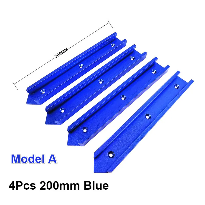 Деревообрабатывающий желоб т слот поперечный соединитель направляющая электрическая циркулярная пила переворачивающийся стол пила стол дорожка пересечение части - Цвет: 4Pcs 200mm A Blue