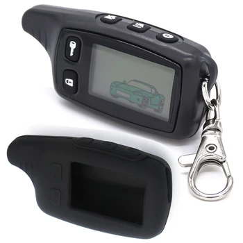 

New For Tomahawk TW9010 LCD Remote Controller Two Way Car Alarm System Russian 9010 keychain Fob+silicone cover case