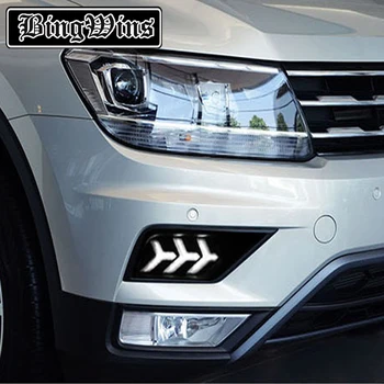 

BeingWins for New Tiguan L 17-19 LED DRL lights Driving Daytime Running Light Daylights 12v Abs Fog Lamp Cover Steering light