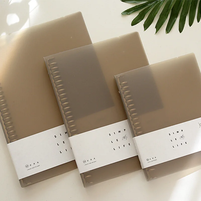 Stationery Grey Translucence Binder A4/B5/A5 Loose-Leaf PP Shell Porous Paper Clip Folder File Organizer Office Accessory | Канцтовары