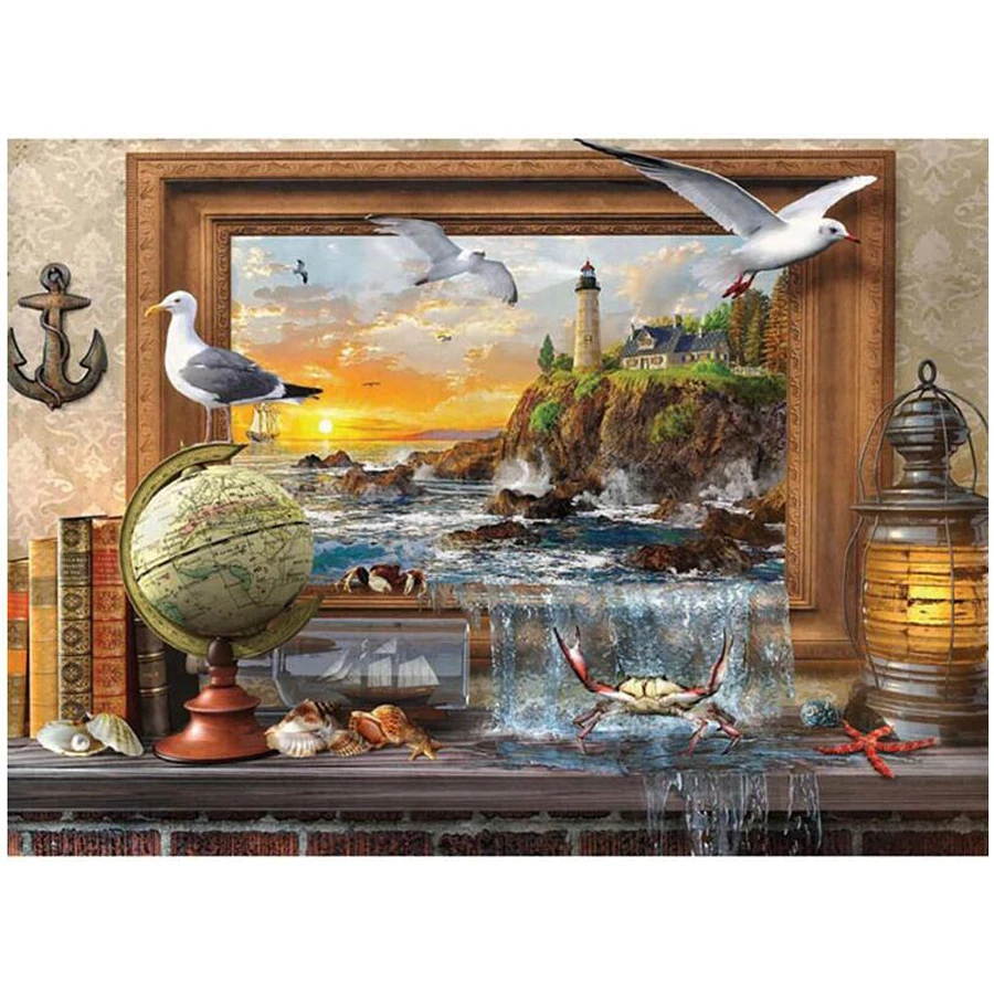 5D DIY Full Square Round Drill diamond painting Cross stitch globe grand scenery mosaic embroidery art home Decoration AA2042 | Дом и сад