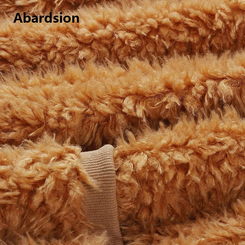 Abardsion/ зимние толстовки из искусственного меха, женская теплая толстовка, пуловер, повседневный розовый, коричневый, длинный рукав, толстовка с капюшоном