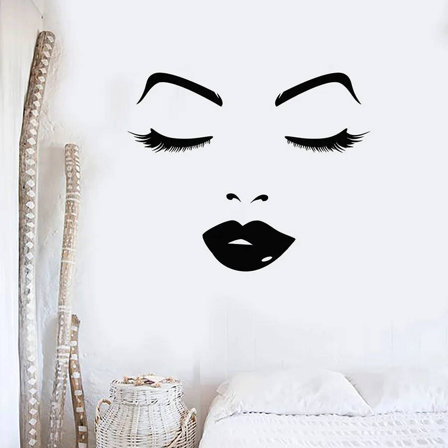 Wall Decal Beauty Salon Woman Face Sexy Lips Eyes Interior Decor Vinyl Door Window Stickers Girls Bedroom Creative Mural Q191 | Дом и сад