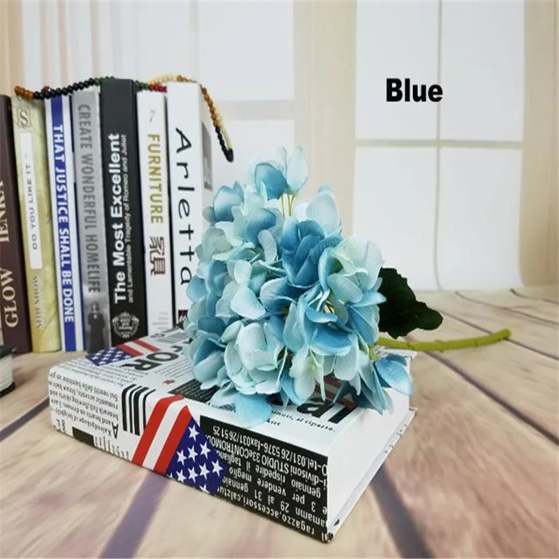 Artificial Silk Hydrangea Flower 7.5" Fake White Wedding Flower Bouquet for Table Centerpieces Decorations 15 color
