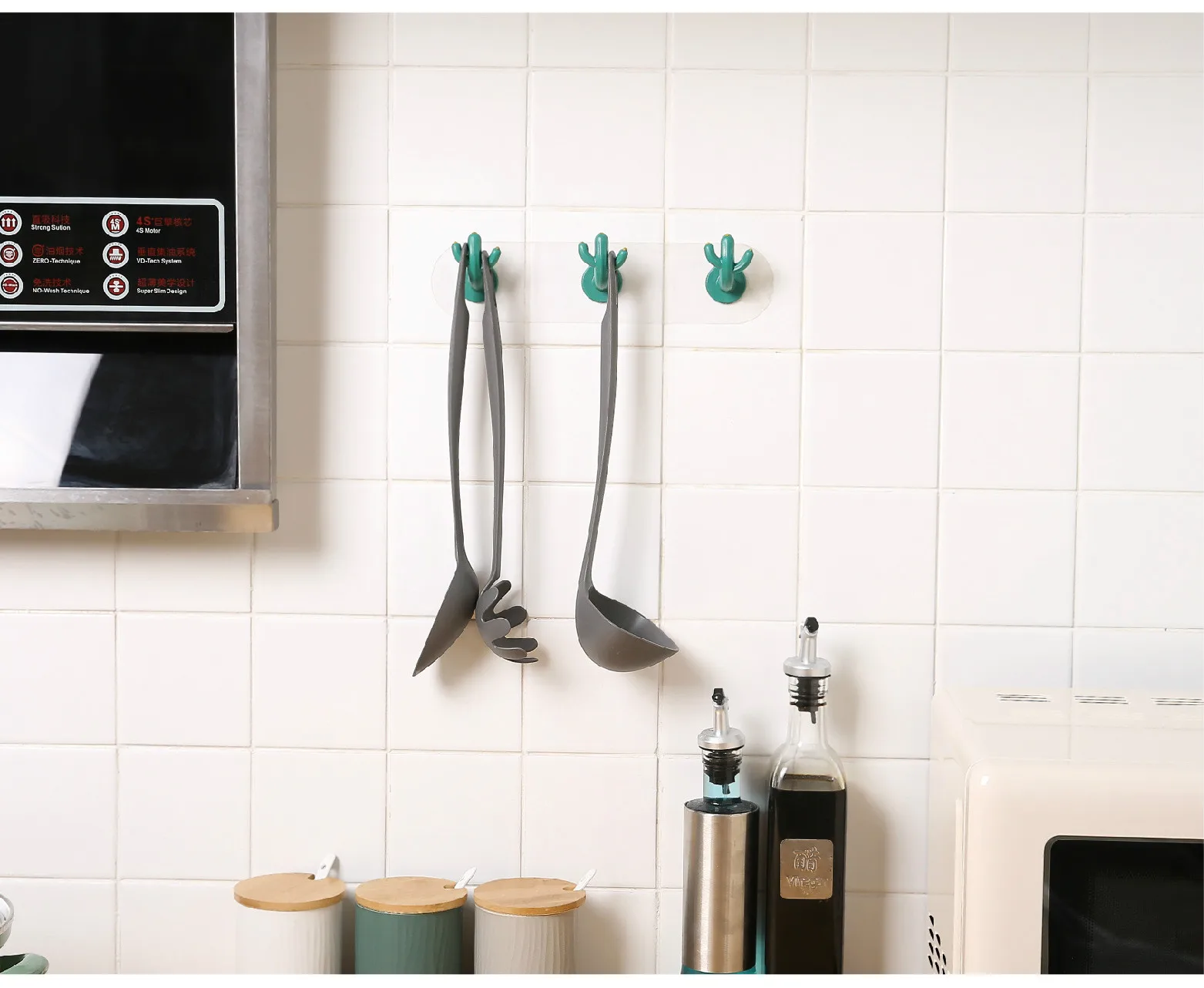 Cute Cactus Hooks Strong Adhesive Suction Cup Key Hook Holder Kitchen Bathroom Wall Sticky Hooks Door Behind Towel Storage Rack