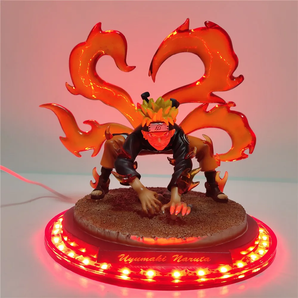 Naruto Uzumaki Naruto LED Lamp Action Figures Anime Lamparas Night Light DIY Kurama Kyuubi Naruto Statue Diorama Xmas Kids Gifts