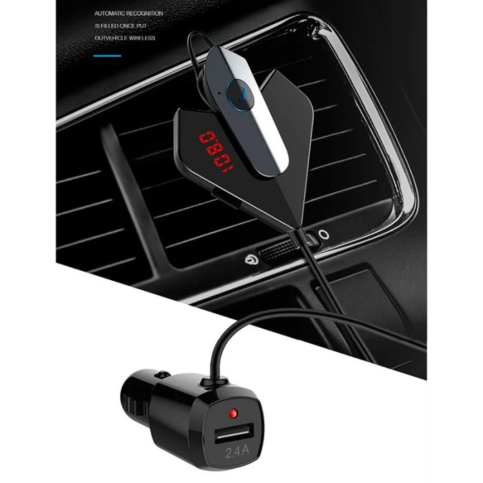 Fm-передатчик Bluetooth V5.0 Handsfree USB Автомобильное зарядное устройство MP3-плеер с наушником GV99