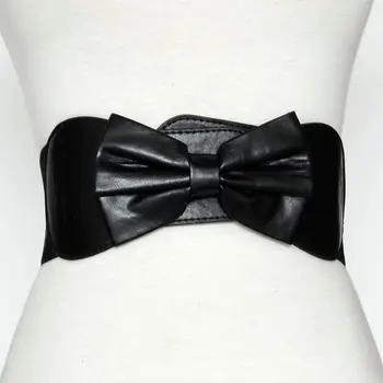 

Fashion Pu Leather Obi Corset Belts for Ladies Black Yellow Red Wide High Waistband Bowknot Women Dress Waist Belt Cummerbunds
