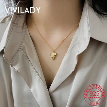 

VIVIADY INS Cute Heart Pendant Authentic 925 Sterling Silver Women Choker Necklace Hot Sale Female Christmas Day Jewelry Gift