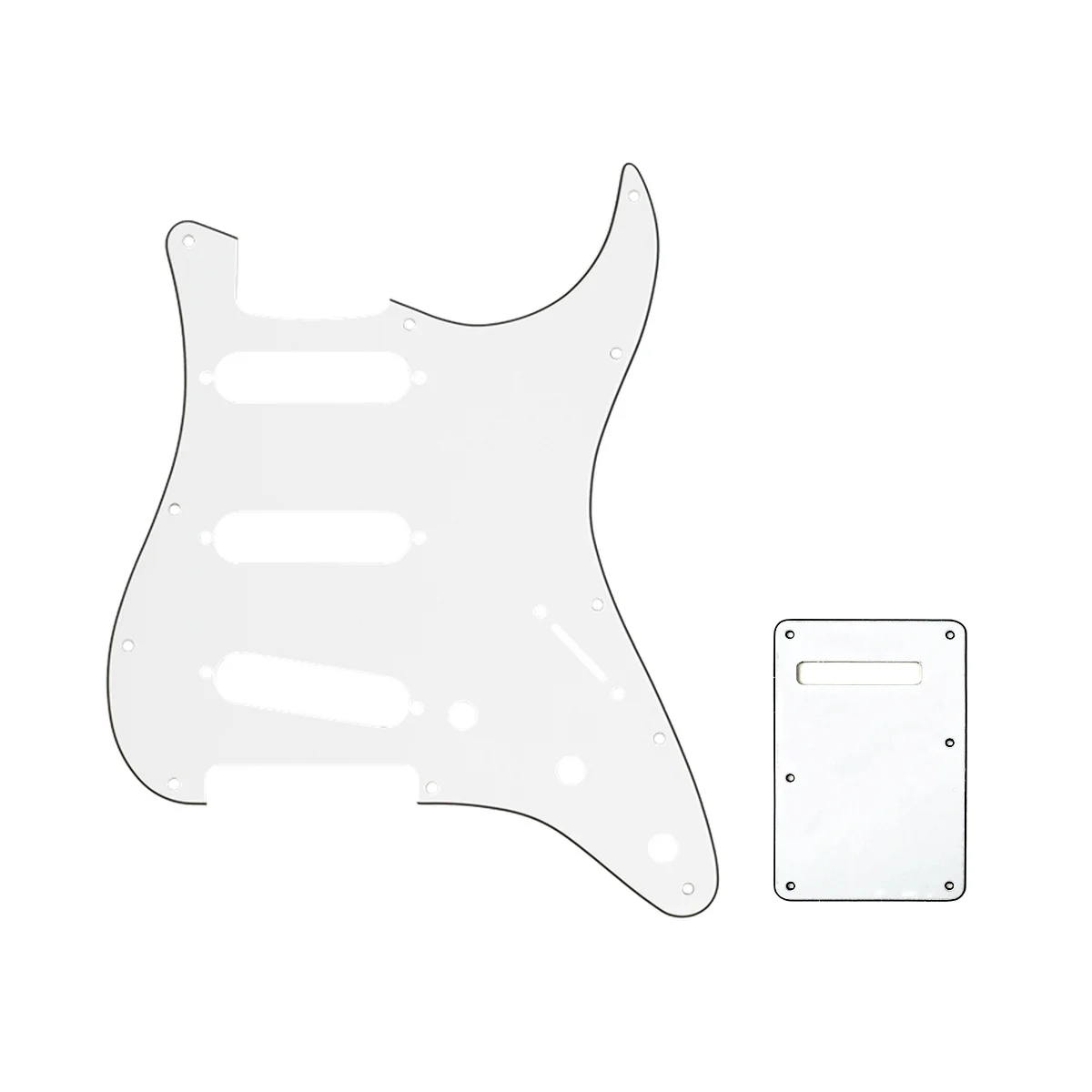Musiclily Sss 11 Foro Strat Chitarra Pickguard E Piastra Posteriore Set Per Fender Usa/Messicano Standard Stratocaster, 3Ply Bianco