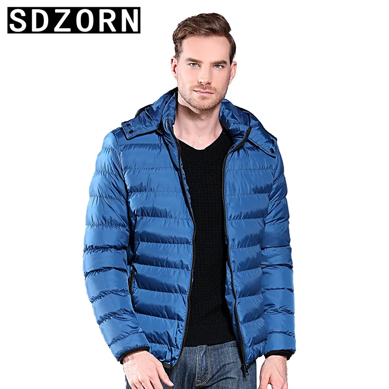 

Mens Hooded Jacket Plain Padded Parka Simple Warm Coat for Men 2019 New Fall Winter Bottoming Jackets