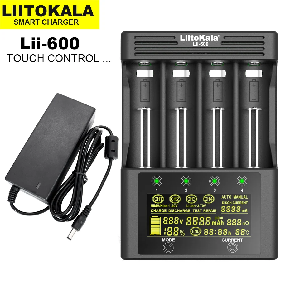 

2020 LiitoKala Lii-600 LCD Battery Charger For Li-ion 3.7V and NiMH 1.2V battery Suitable for 18650 26650 21700 26700 AA AAA