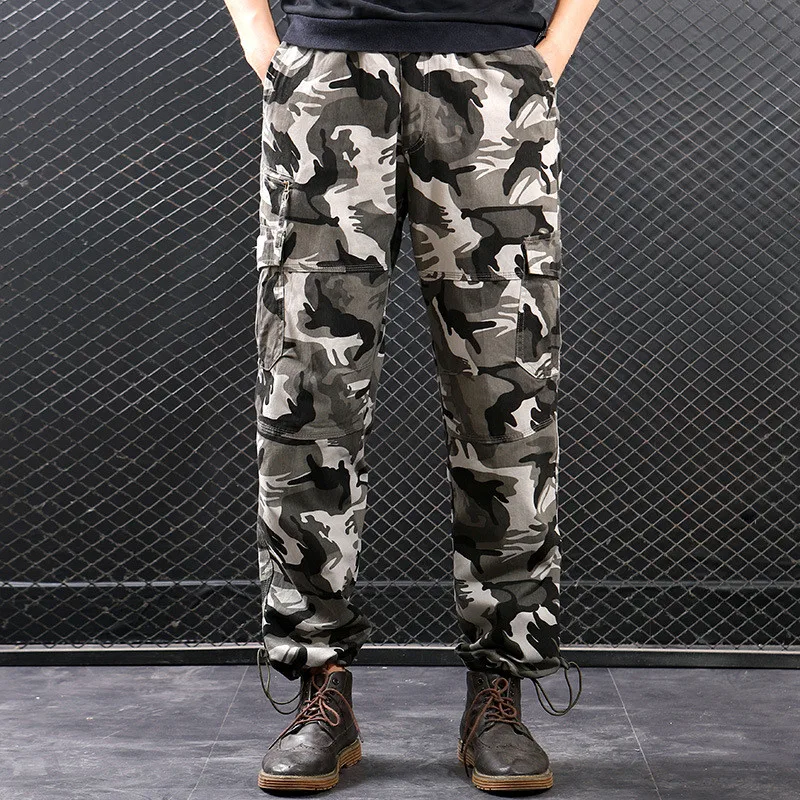 Men's Spring Overalls Cargo Pants Autumn Casual Multi Pockets Trousers Streetwear Army Straight Slacks Military Tactical Pants black cargo jeans