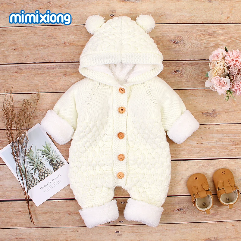 Baby Rompers Knitted Infant Boys Girls Jumpsuits Autumn Winter Soft Warm Newborn Bebes Overalls One Piece Toddler Kids Playsuits