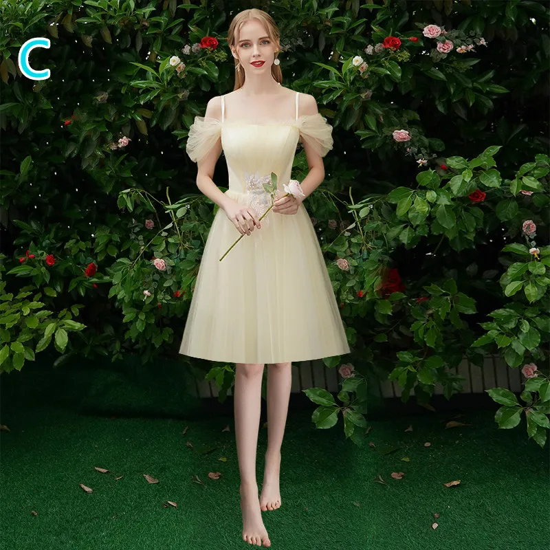 SSYfashion Элегантное Длинное платье подружки невесты цвета шампанского, вечерние платья для торжеств, платья для сестер, Платья для особых случаев - Цвет: C3