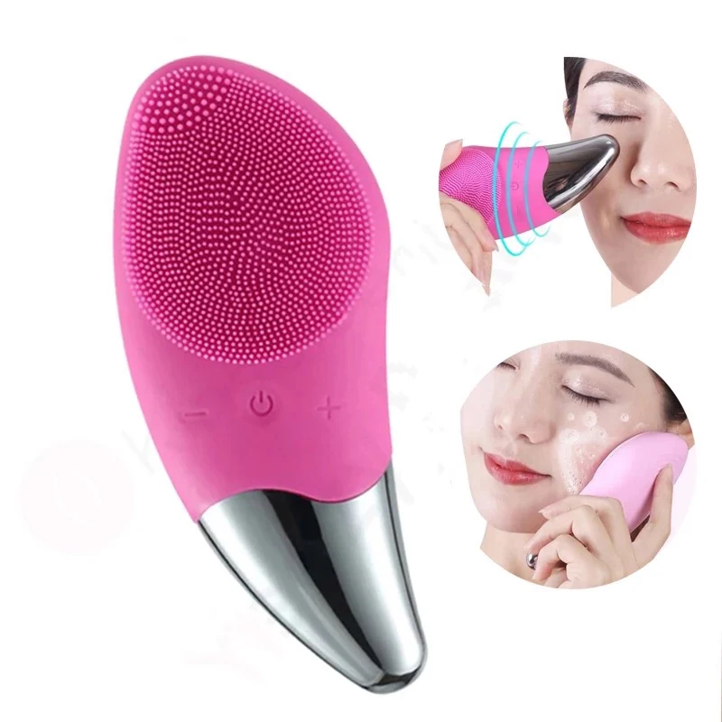 USB Rechargable Mini Electric Facial Cleansing Brush Silicone Sonic Face Cleaner Deep Pore Cleaning Skin Massager | Красота и