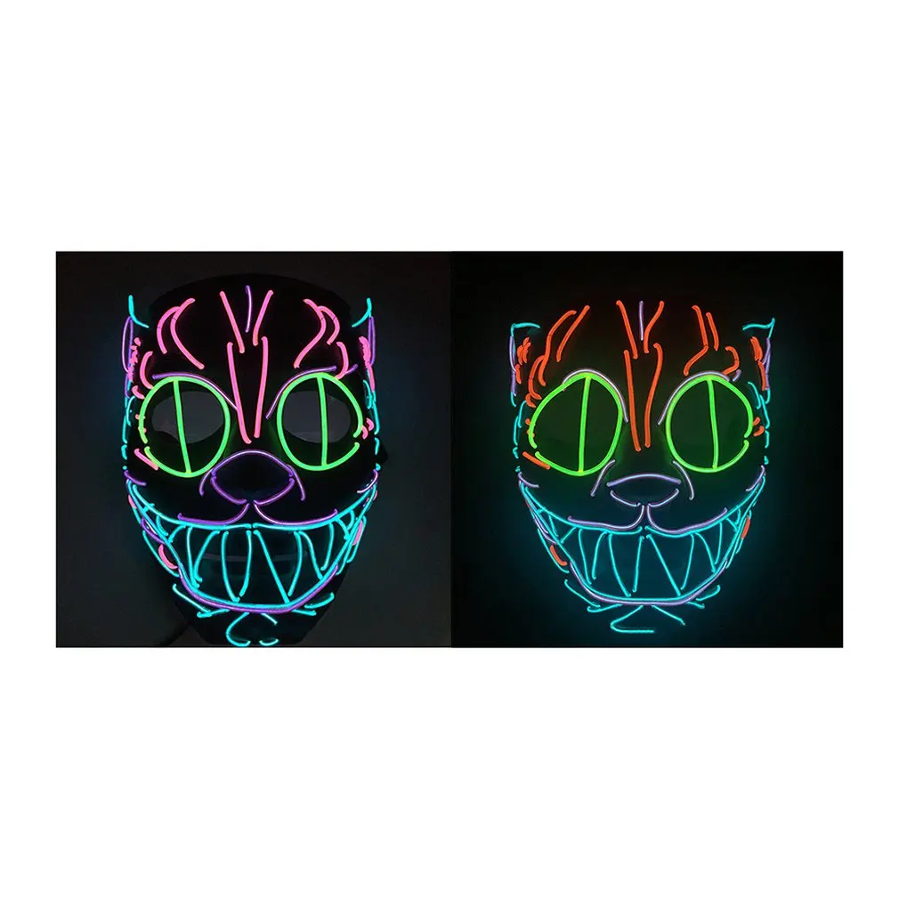 

El Cold Light Led Luminous Mask Professional Fashion Halloween Heavy Work To Create Cat Head Animal Theme Party Decoration