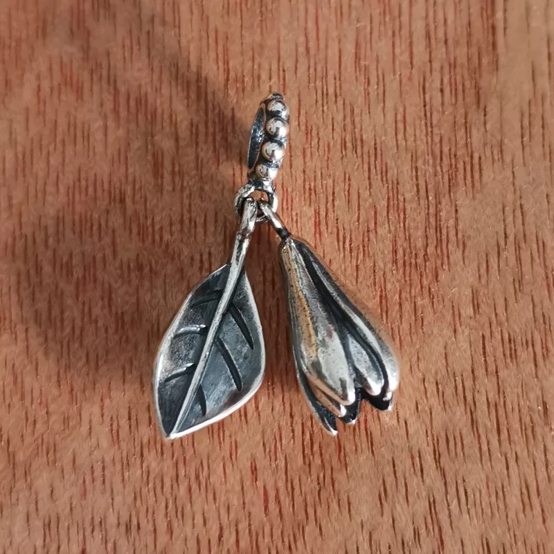 Sterling Silver Brown Enamel Dragon Charm with Lobster Clasp