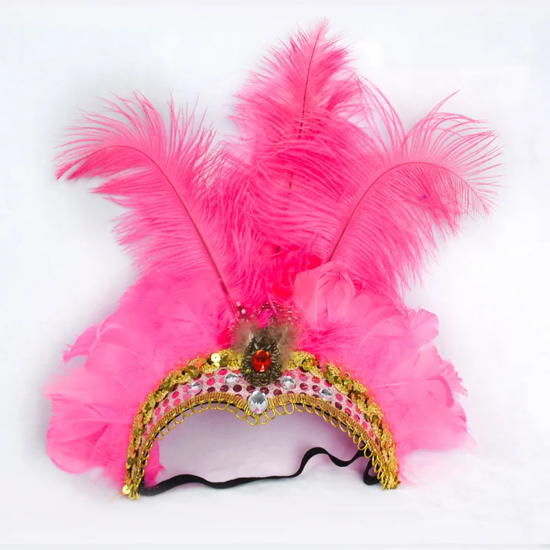 Горячая Хэллоуин фестиваль каникулы Карнавал украшение на голову с перьями повязка на голову из павлиньих перьев драгоценный камень головной убор Showgirl головной убор Карнавал
