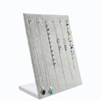 

Velvet Bracelet Holder Display Stand Jewelry Display Shelf L-Shaped 11 Position Necklace Rack Decoration Organizer Storage Rack