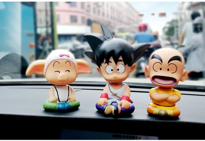 3 шт. Dragon Ball SON GOKU Oolong Kuririn автомобильный орнамент встряхивание кивающая кукла милая игрушка с помпоном японское мультяшное украшение интерьера