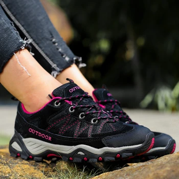 Unisex Outdoor Sneakers odporne na zużycie buty górskie dla mężczyzn kobiety antypoślizgowe taktyczne oddychające buty wspinaczkowe trampki trekkingowe tanie i dobre opinie dudeli CN (pochodzenie) latex RUBBER Lace-up Mesh (air mesh) Pasuje prawda na wymiar weź swój normalny rozmiar Spring2019