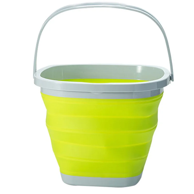 Silicone Bucket Fishing Folding Square Bucket Car Wash Outdoor Fishing Supplies Bathroom Kitchen Camp Bucket 5L/10L/15L