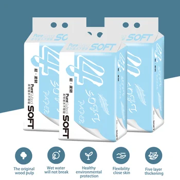 

6 Rolls Toilet Paper 4 Layers Paper Bathroom Toilet Kitchen Paper Tissue Cleaning Paper Wood Pulp Paper Strong Water Absorption